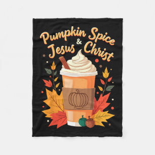 Pumpkin Spice en Jesus Christ Christelijk Thanksgi Fleece Deken