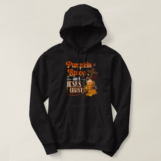 Pumpkin Spice en Jesus Christus Cute Herfst Coffee Hoodie (Design voorkant)