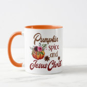 Pumpkin Spice en Jesus Christus Funny Herfst Mok (Links)