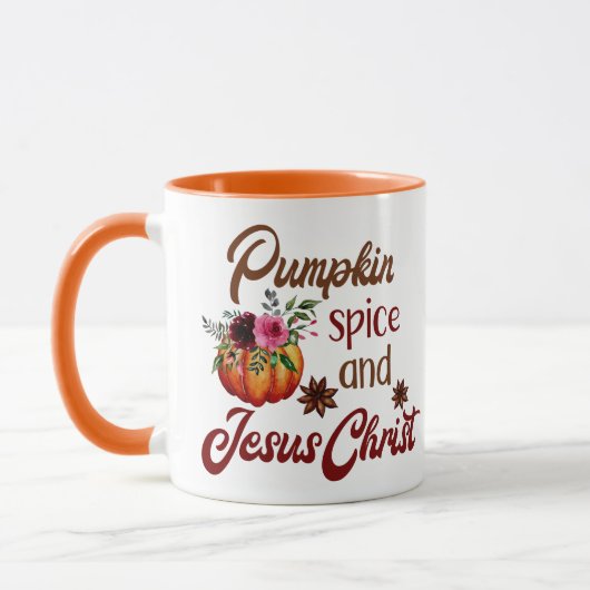 Pumpkin Spice en Jesus Christus Funny Herfst Mok (Links)