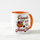Pumpkin Spice en Jesus Christus Funny Herfst Mok (Voorkant rechts)