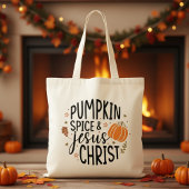 Pumpkin Spice en Jezus Christus Tote Bag