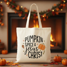 Pumpkin Spice en Jezus Christus Tote Bag