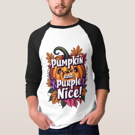 Pumpkin Spice en Paarse Nice: Grappige Herfst Bewu T-shirt (Voorkant)