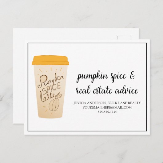 Pumpkin Spice en Real Estate Advice Briefkaart (Voorkant / Achterkant)