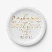 Pumpkin Spice & Everything Leuke Herfst Party Papieren Bordje (Voorkant)
