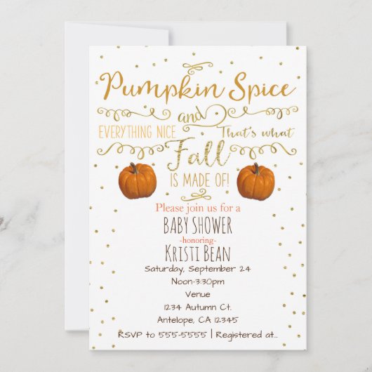 Pumpkin Spice & Everything Leuke Herfst Uitnodigin Kaart (Voorkant)