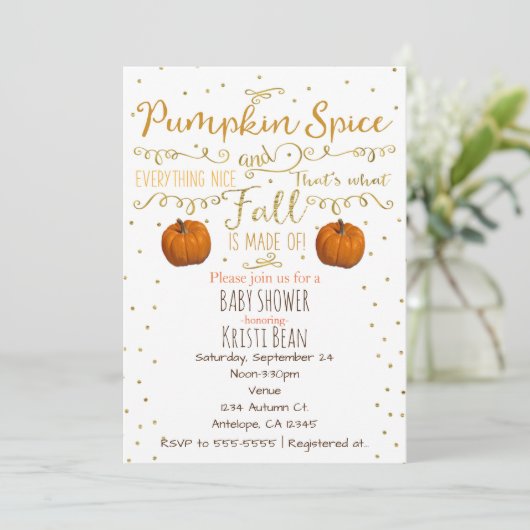 Pumpkin Spice & Everything Leuke Herfst Uitnodigin Kaart (Staand voorkant)
