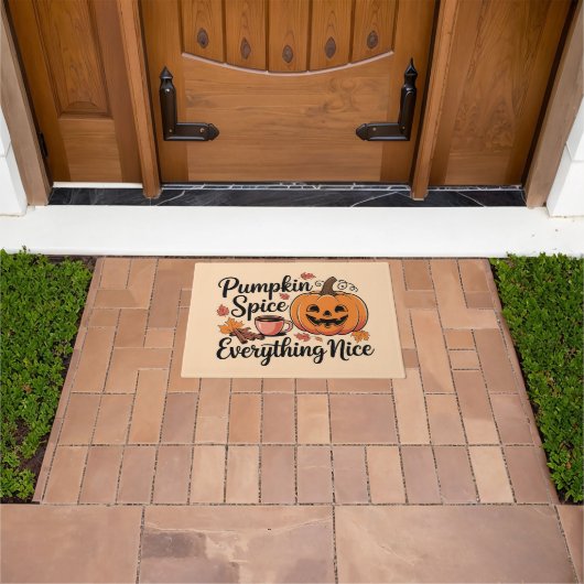 "Pumpkin Spice & Everything Nice" Autumn Graphic Deurmat (Buiten)