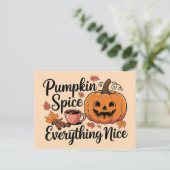 "Pumpkin Spice & Everything Nice" Autumn Graphic Feestdagenkaart (Staand voorkant)