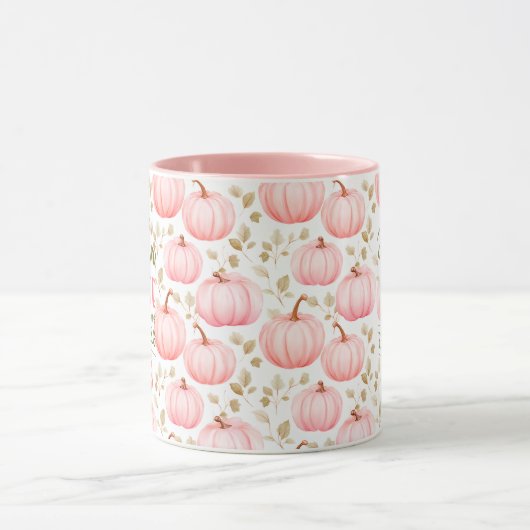 Pumpkin Spice Everything Nice Pink Pattern Fall Mok (Midden)