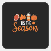 Pumpkin Spice Football Tis The Season Fall Thanksg Vierkante Sticker (Voorkant)