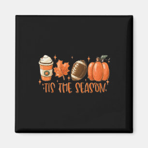 Pumpkin Spice Footbyll Tis het seizoen Herfst Than Magneet