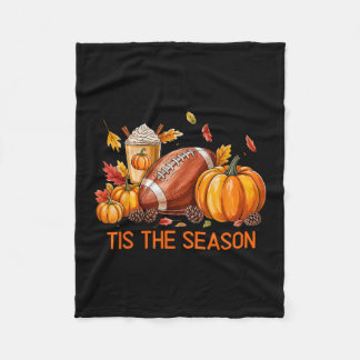 Pumpkin Spice Footll Tis The Season Fall Thanksgiv Fleece Deken