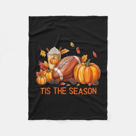 Pumpkin Spice Footll Tis The Season Fall Thanksgiv Fleece Deken (Voorkant)