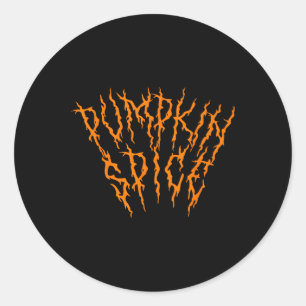 Pumpkin Spice Fun Heavy Black Metal Music Hallowee Ronde Sticker