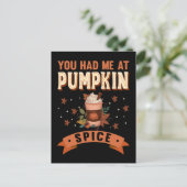 Pumpkin Spice Funny Halloween Pie Coffee Latte Briefkaart (Staand voorkant)
