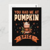 Pumpkin Spice Funny Halloween Pie Coffee Latte Briefkaart (Voorkant / Achterkant)