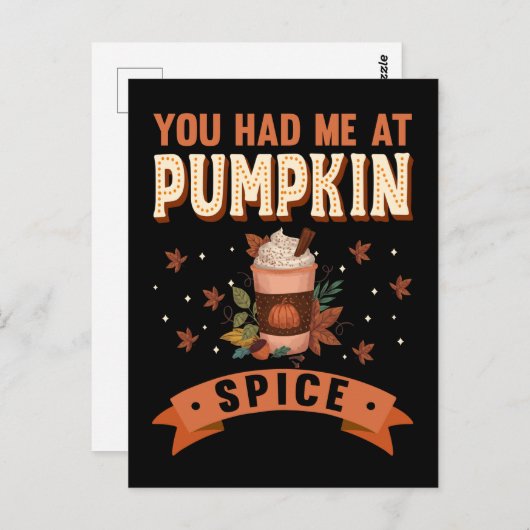 Pumpkin Spice Funny Halloween Pie Coffee Latte Briefkaart (Voorkant / Achterkant)