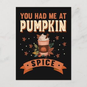 Pumpkin Spice Funny Halloween Pie Coffee Latte Briefkaart