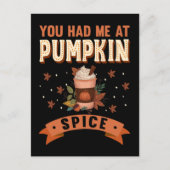 Pumpkin Spice Funny Halloween Pie Coffee Latte Briefkaart (Voorkant)