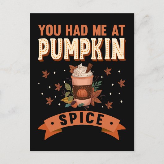Pumpkin Spice Funny Halloween Pie Coffee Latte Briefkaart (Voorkant)