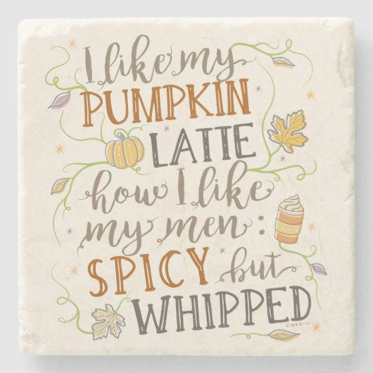 Pumpkin Spice Funny Latte Humor voor de herfst van Stenen Onderzetter (Voorkant)