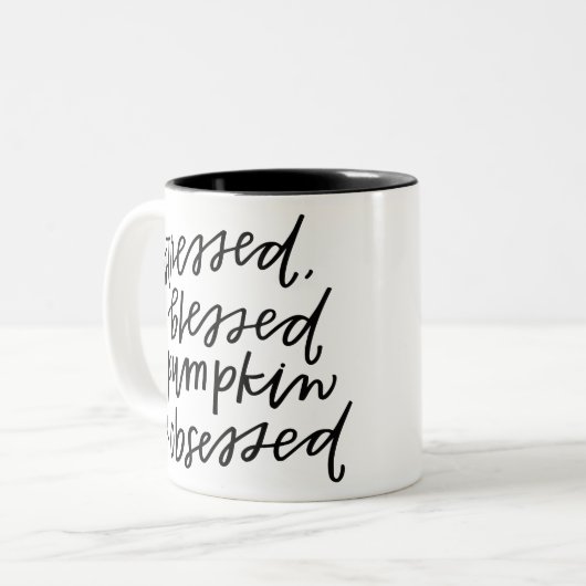Pumpkin Spice geobsedeerde Herfst Gift Tweekleurige Koffiemok (Voorkant links)