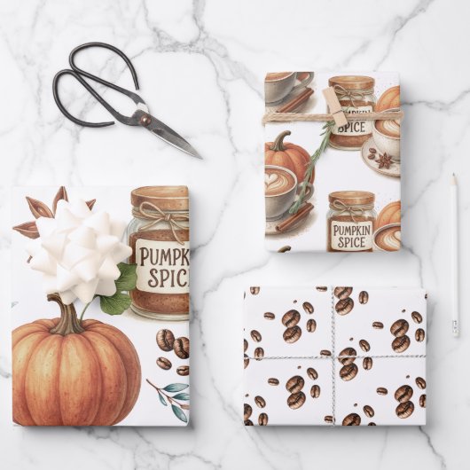 Pumpkin Spice Gift Wrap Inpakpapier Vel (Voorkant)