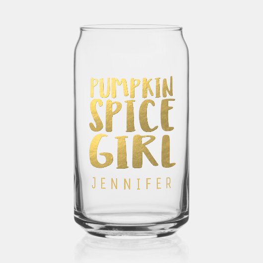 Pumpkin Spice Girl Custom Name Can Glass Blikvorm Glas (Voorkant)