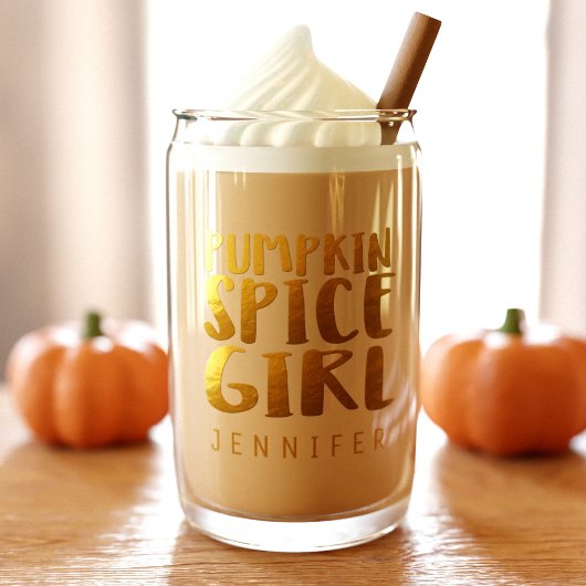 Pumpkin Spice Girl Custom Name Can Glass Blikvorm Glas
