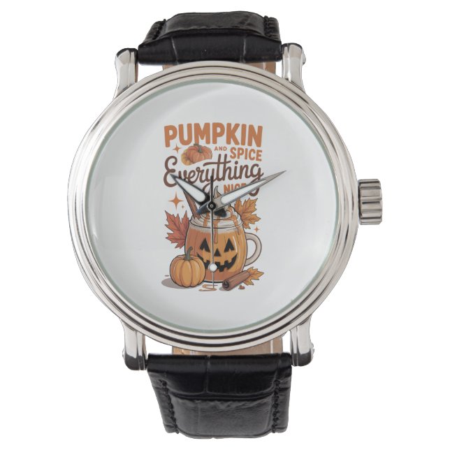 Pumpkin Spice Halloween Horloge (Voorkant)