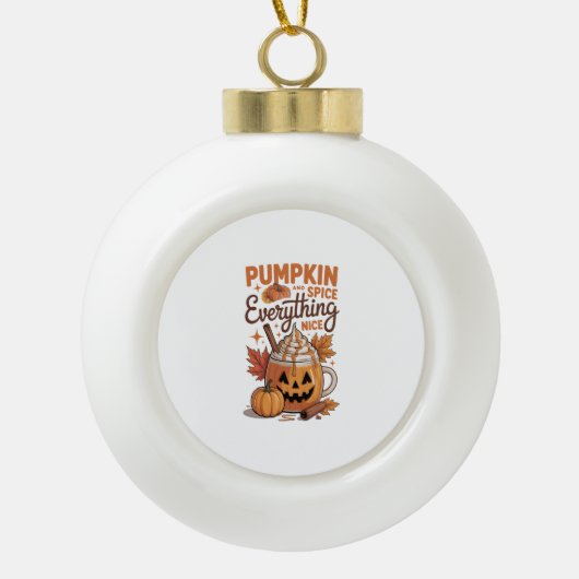 Pumpkin Spice Halloween Keramische Bal Ornament (Voorkant)