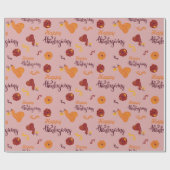 Pumpkin Spice Happy Thanksgiving Cadeaus Naadloos Cadeaupapier (Vlak)