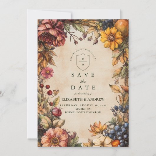 Pumpkin Spice Harvest Wedding Save The Date (Voorkant)