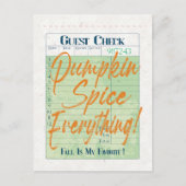 Pumpkin Spice Herfst Autumn Guest Check Coffee Lat Briefkaart (Voorkant)