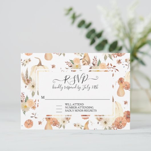 Pumpkin Spice Herfst Herfstbladeren Bruiloft RSVP (Staand voorkant)