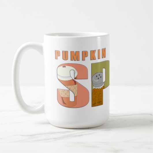 Pumpkin Spice Herfst Seizoen Logo Wordy Koffiemok (Links)
