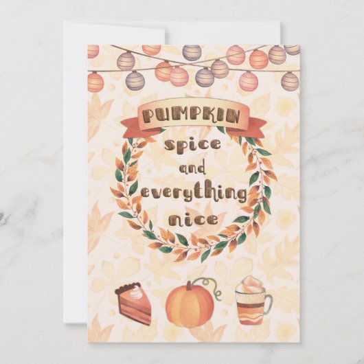 Pumpkin Spice Herfst Wreatinine Thanksgiving Dinne Kaart (Voorkant)