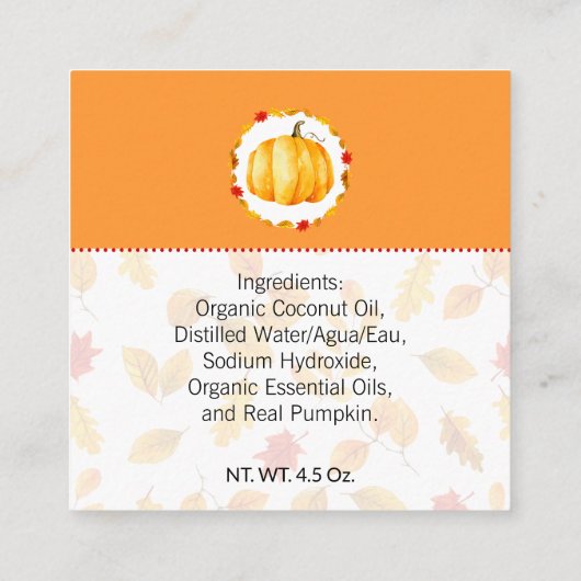 Pumpkin Spice Homemade Bath & Body Label | LABEL (Achterkant)