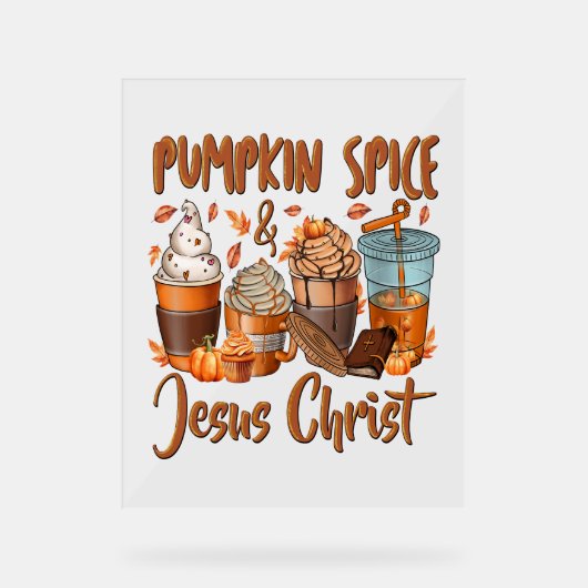 Pumpkin Spice Jesus Christus Acryl Bord (Voorkant)
