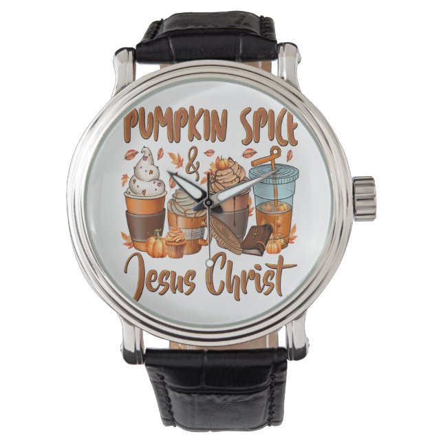 Pumpkin Spice Jesus Christus Horloge (Voorkant)