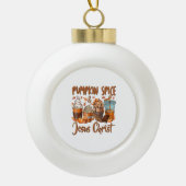 Pumpkin Spice Jesus Christus Keramische Bal Ornament (Voorkant)