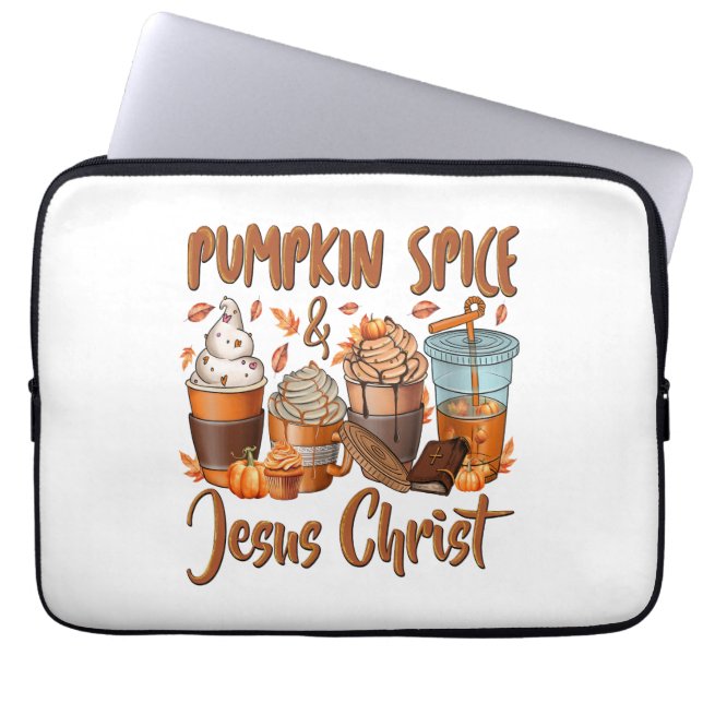Pumpkin Spice Jesus Christus Laptop Sleeve (Voorkant)