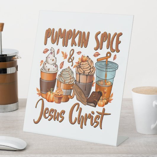 Pumpkin Spice Jesus Christus Reclamebord Met Voetstuk (Insitu)