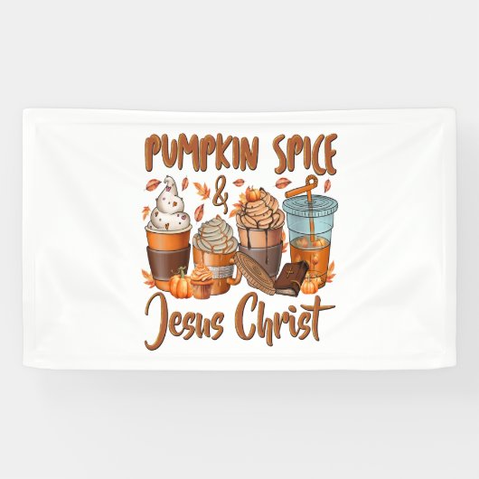 Pumpkin Spice Jesus Christus Spandoek (Horizontaal)