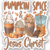 Pumpkin Spice Jesus Christus Sticker (Voorkant)