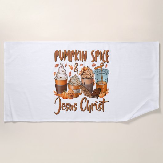 Pumpkin Spice Jesus Christus Strandlaken (Voorkant)