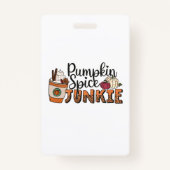 Pumpkin Spice Junkie Herfst Badge (Voorkant)