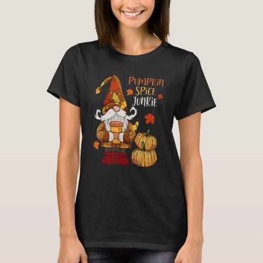 Pumpkin Spice Junkie Pumpkin Latte Gnome Thanksgiv T-shirt (Voorkant)